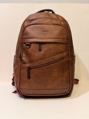 NWT Latmap Vegan Leather Casual Laptop Backpack - Brown